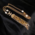 Double-C Emblem Pearl-Detail Pendant Necklace – Pearl Detail – Design 135 main product view