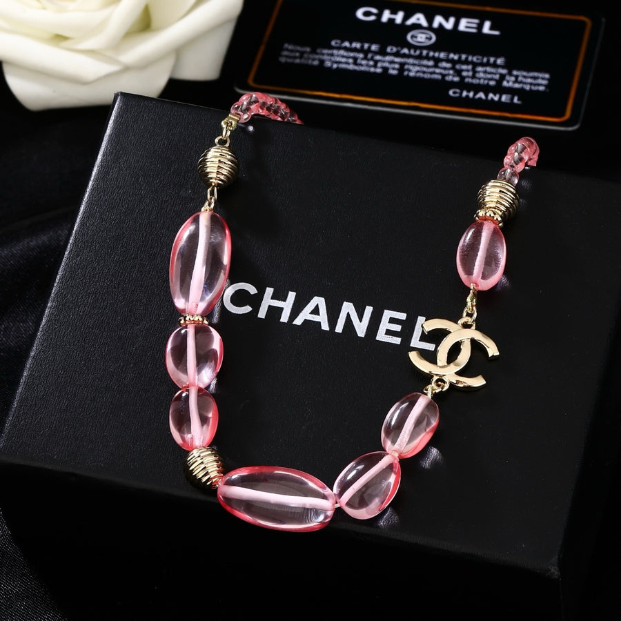 Double-C Emblem Pendant Necklace in Gold-Tone – Design 025 main product view