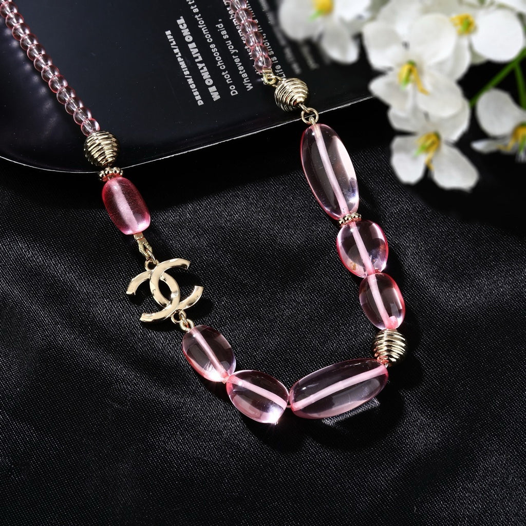 Double-C Emblem Pendant Necklace in Gold-Tone – Design 025 side detail