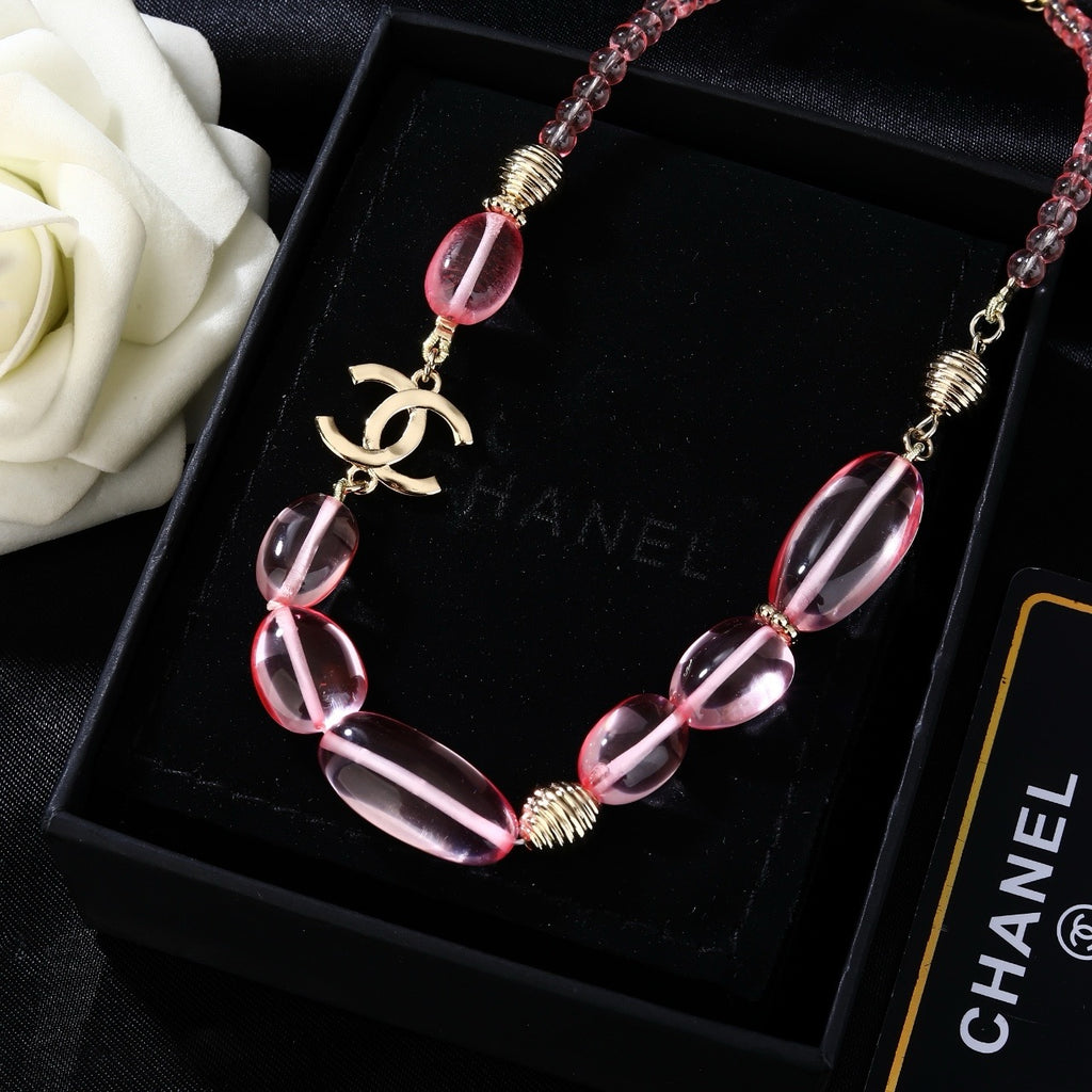Double-C Emblem Pendant Necklace in Gold-Tone – Design 025 styled product view