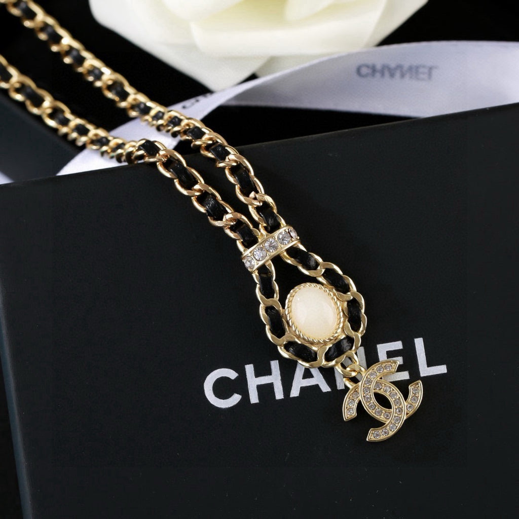 Signature Emblem Pendant Necklace in Gold-Tone – Design 076 front product view