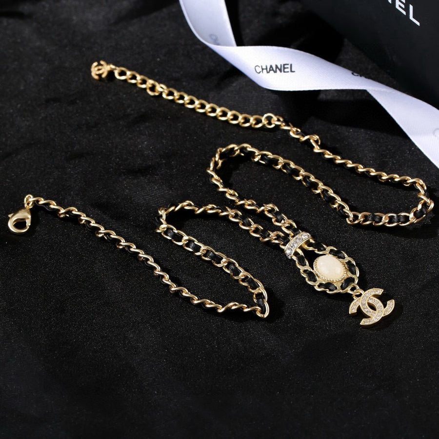 Signature Emblem Pendant Necklace in Gold-Tone – Design 076 main product view