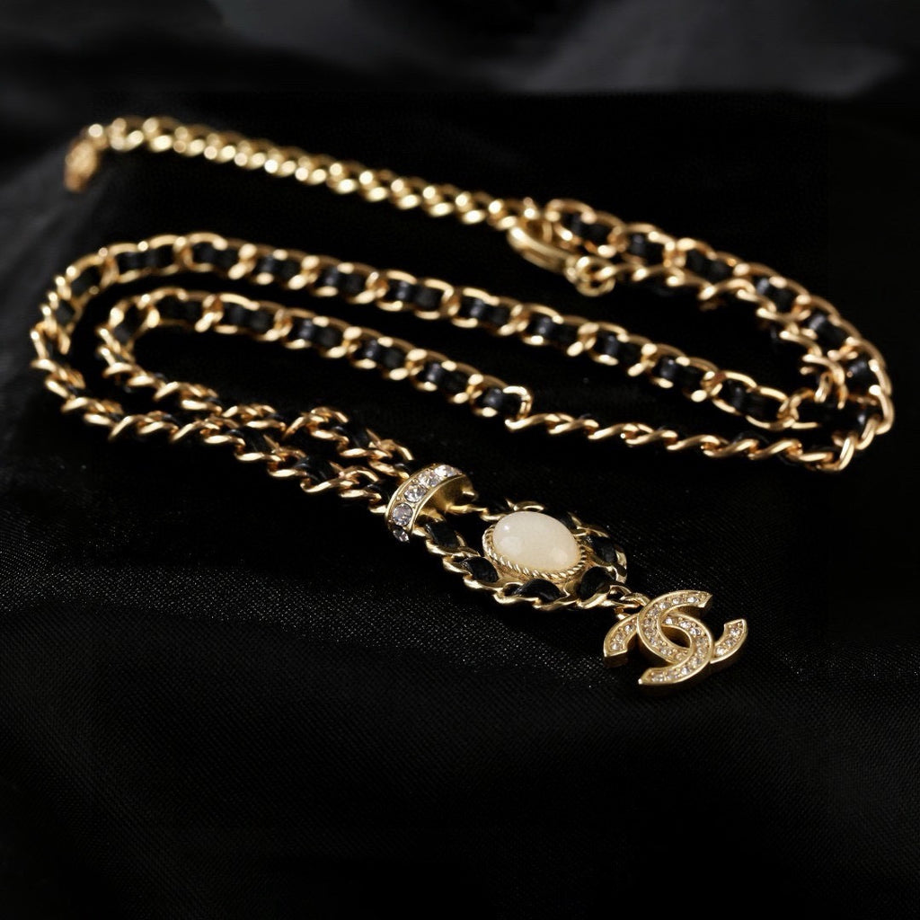Signature Emblem Pendant Necklace in Gold-Tone – Design 076 detail view