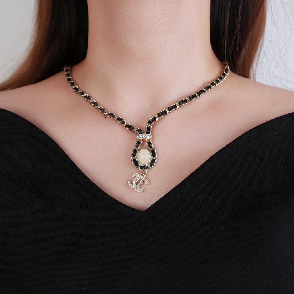 Signature Emblem Pendant Necklace in Gold-Tone – Design 076 styled product view