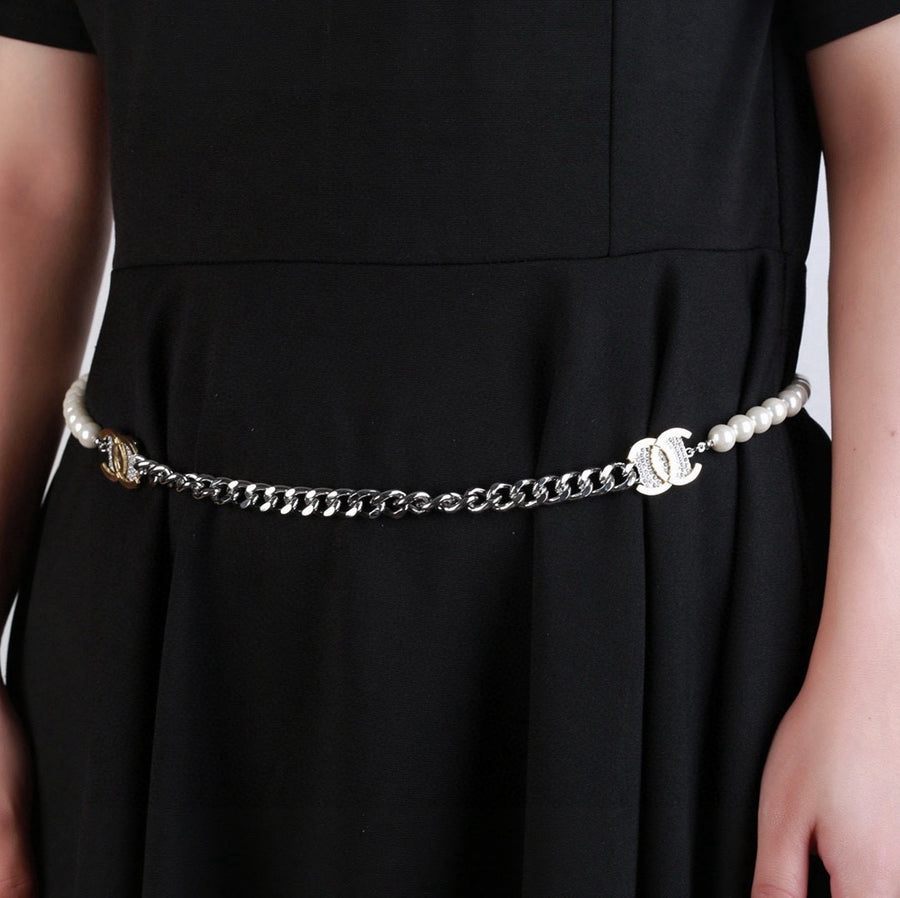 Double-C Emblem Pearl-Detail Pendant Necklace – Pearl Detail – Design 134 main product view