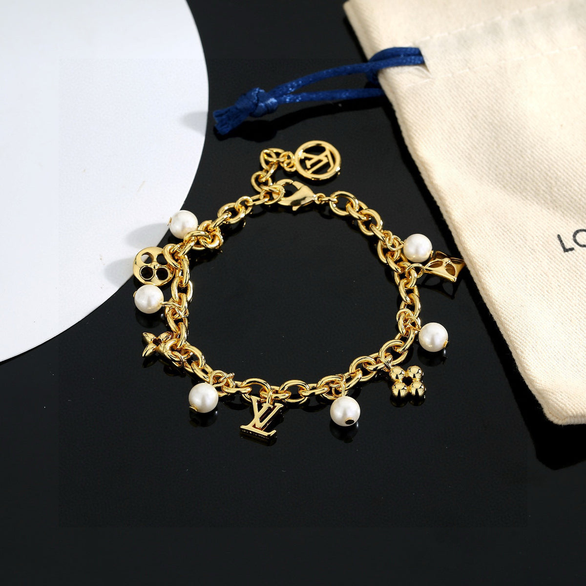Letter Emblem Bracelet in Polished Metal-Tone – Design 040 styled product view