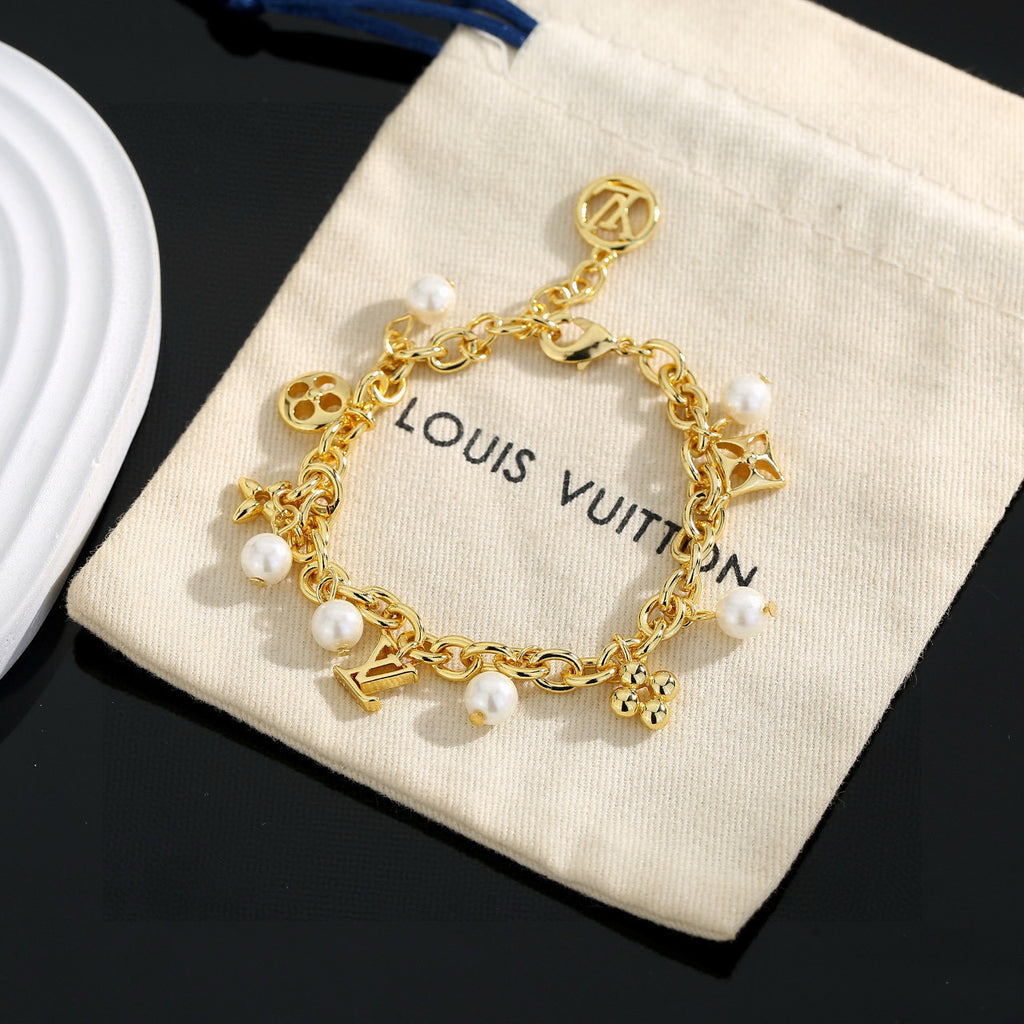 Letter Emblem Bracelet in Polished Metal-Tone – Design 040 front product view