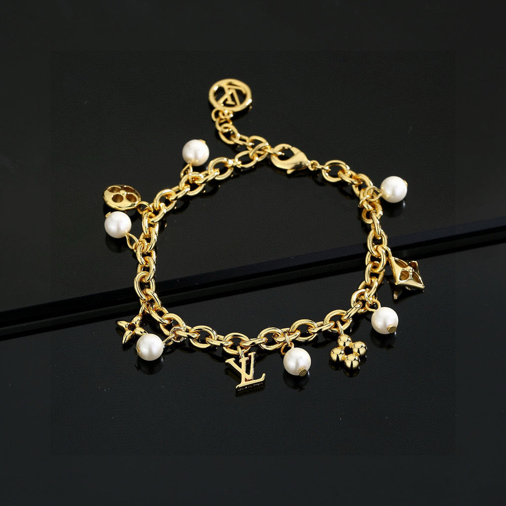Letter Emblem Bracelet in Polished Metal-Tone – Design 040 side detail