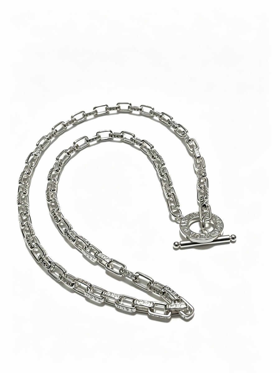 Signature Motif Pendant Necklace in Silver-Tone – Vintage Detail – Design 55 main product view