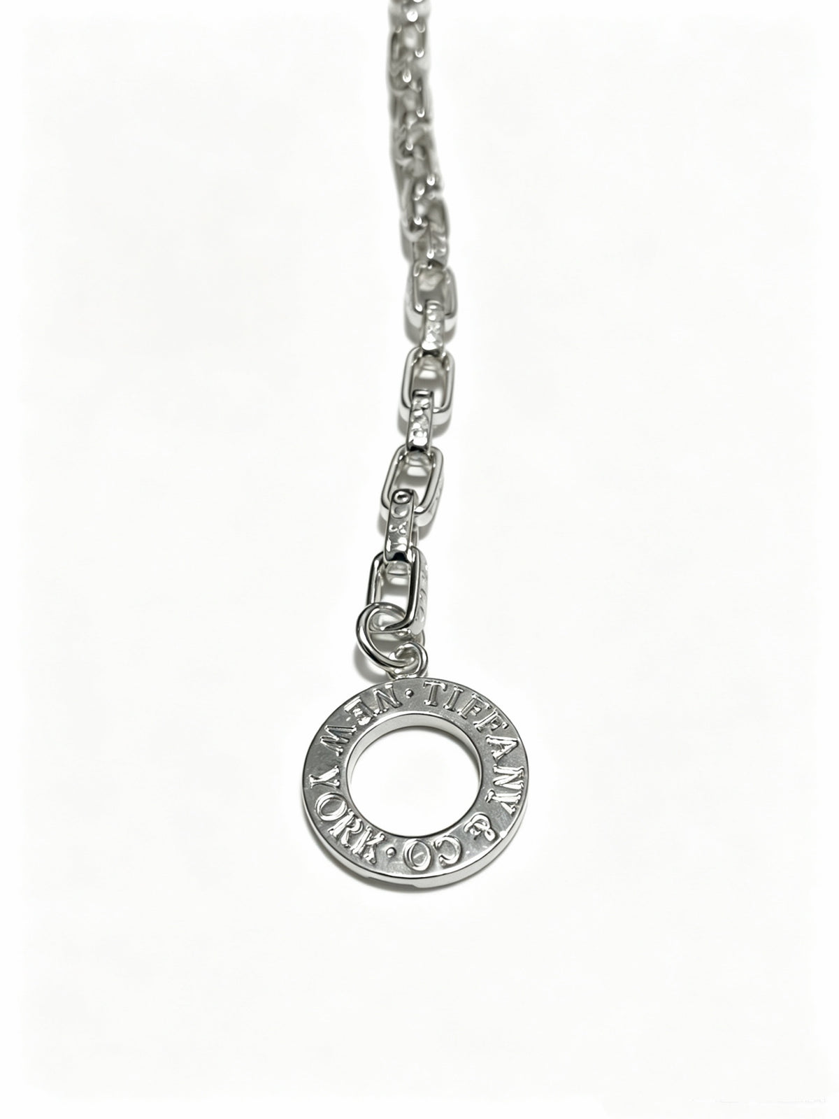 Signature Motif Pendant Necklace in Silver-Tone – Vintage Detail – Design 55 side detail