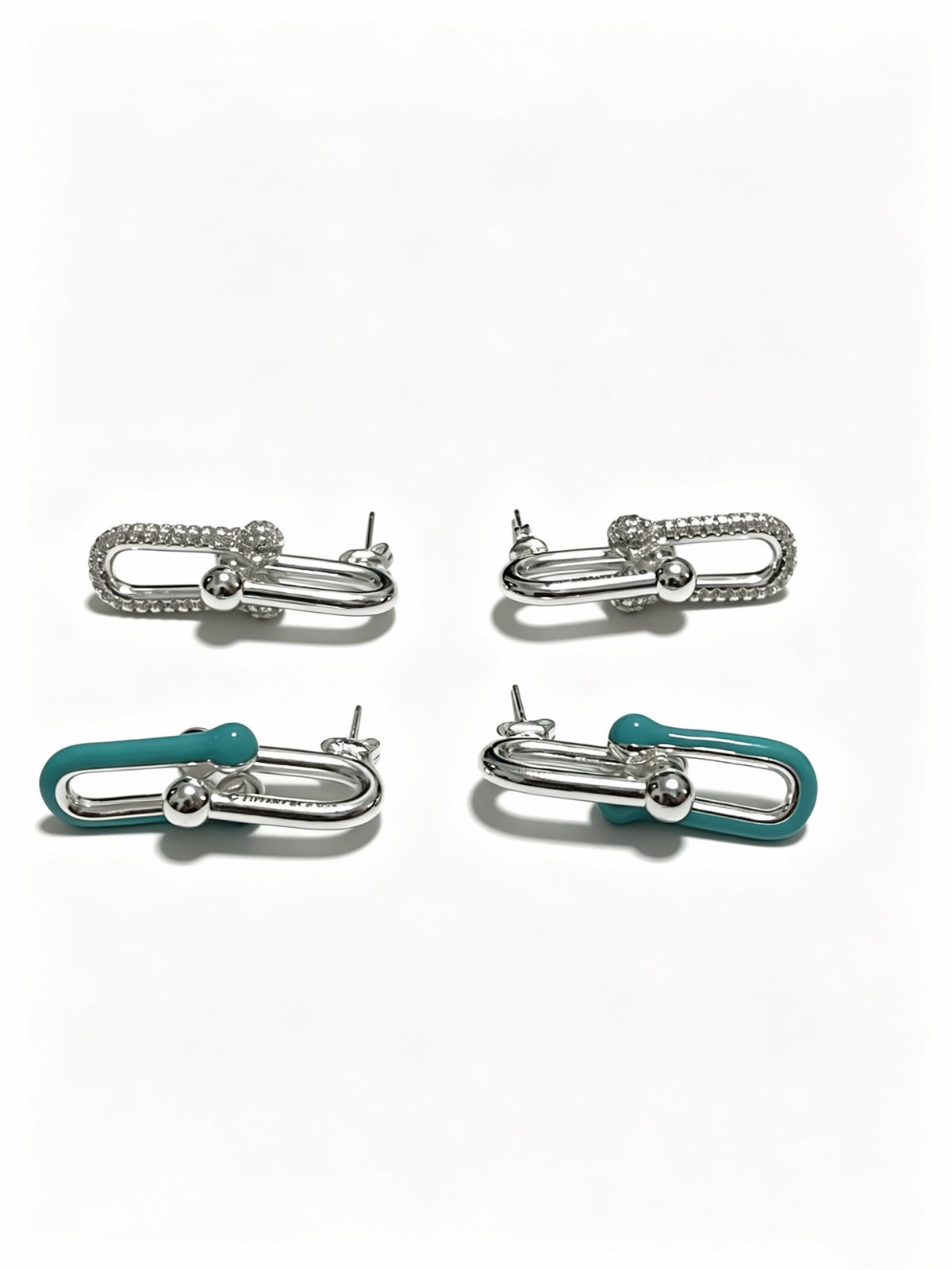 Signature Motif Stud Earrings in Polished Metal-Tone – Design 03 side detail