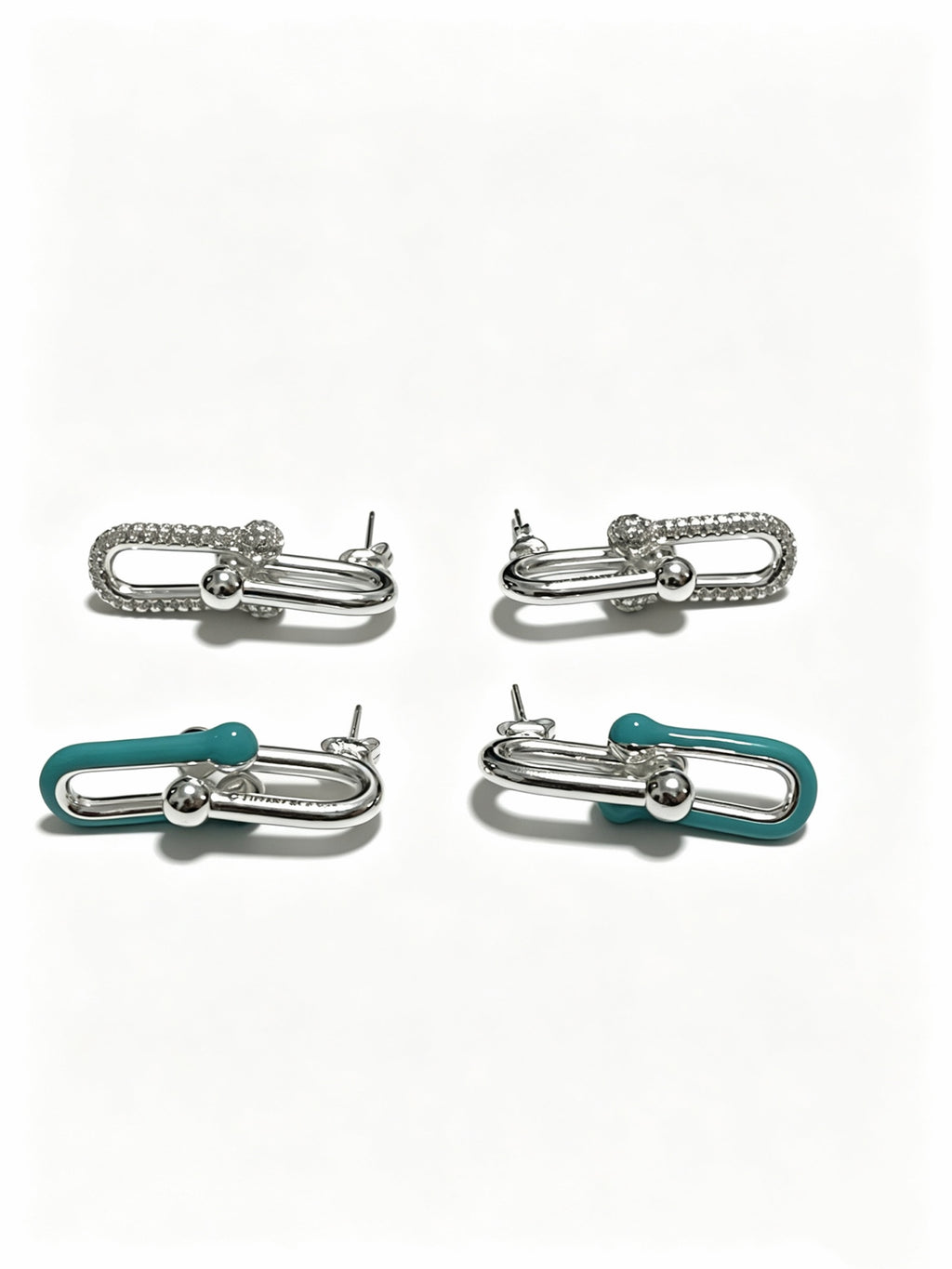 Signature Motif Stud Earrings in Polished Metal-Tone – Design 04 main product view