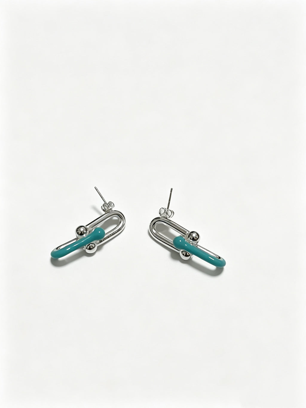 Signature Motif Stud Earrings in Polished Metal-Tone – Design 04 front product view
