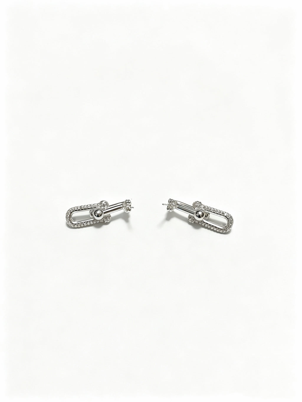 Signature Motif Stud Earrings in Polished Metal-Tone – Design 03 detail view