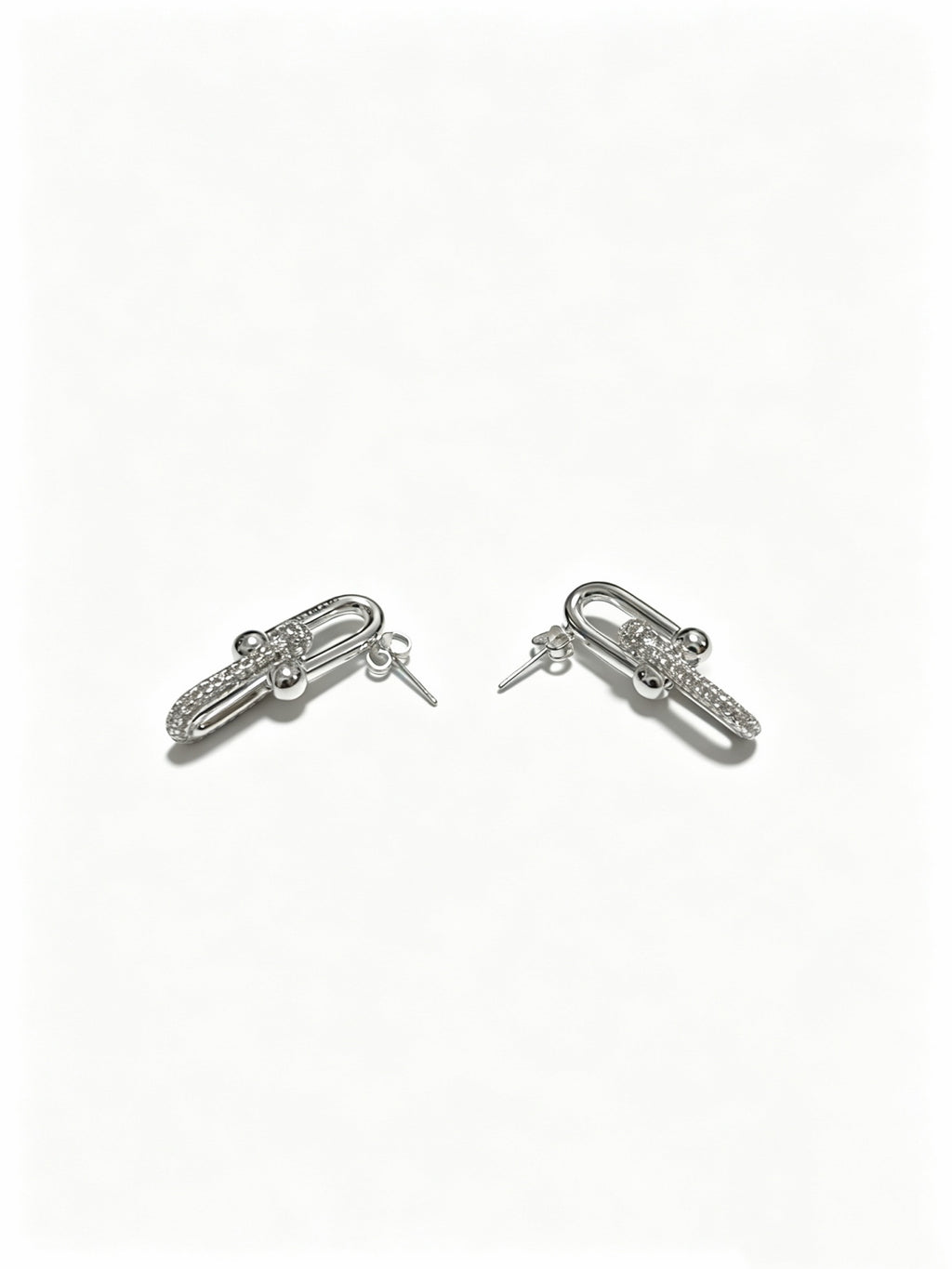 Signature Motif Stud Earrings in Polished Metal-Tone – Design 03 front product view