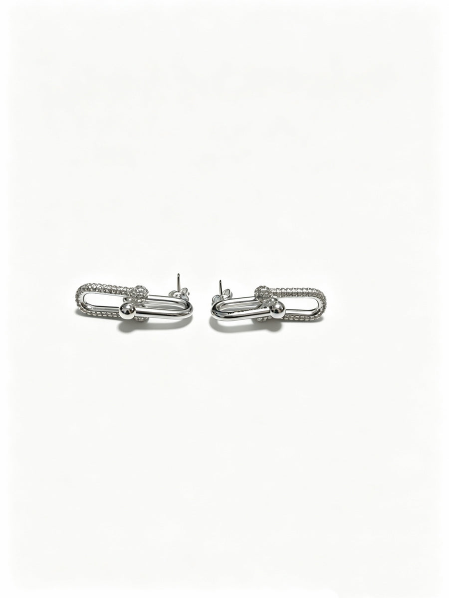 Signature Motif Stud Earrings in Polished Metal-Tone – Design 03 main product view