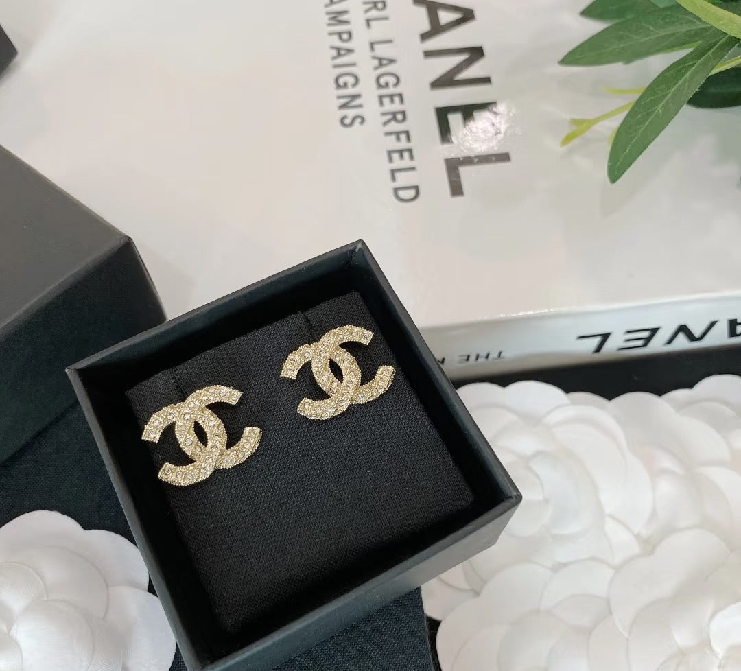 Signature Emblem Stud Earrings in Silver-Tone – Design 027 main product view