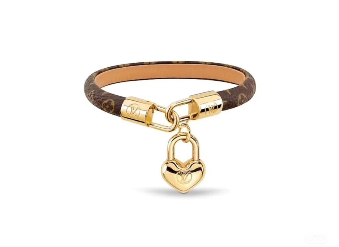 Geometric Emblem Leather-Detail Bracelet – Leather Detail – Design 026 main product view