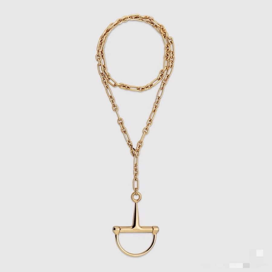 Double-G Emblem Pendant Necklace in Gold-Tone – Design 003 main product view