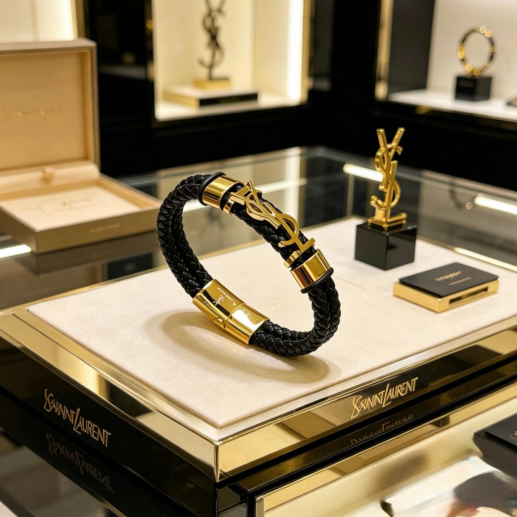 Geometric Emblem Bangle in Polished Metal-Tone – Design 006 front product view