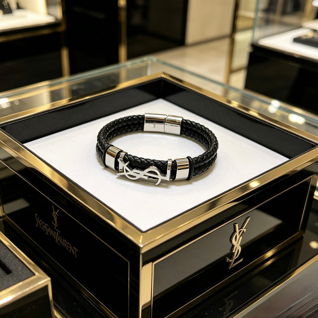 Geometric Emblem Bangle in Polished Metal-Tone – Design 002 front product view