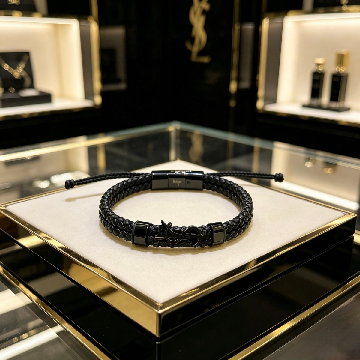 Geometric Emblem Bangle in Polished Metal-Tone – Design 001 main product view