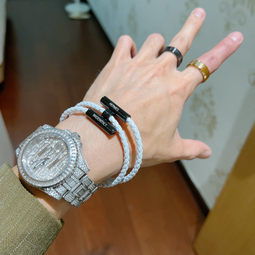 Horse Braided Bracelet in Silver-Tone – Braided Detail – Design 007 front product view