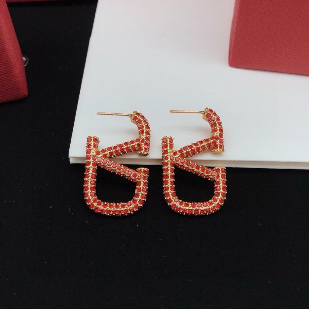Signature Emblem Crystal-Accent Stud Earrings – Medium – Design 02 main product view