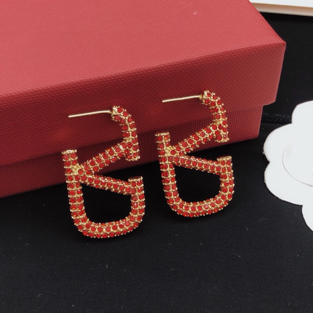 Signature Emblem Crystal-Accent Stud Earrings – Medium – Design 02 front view