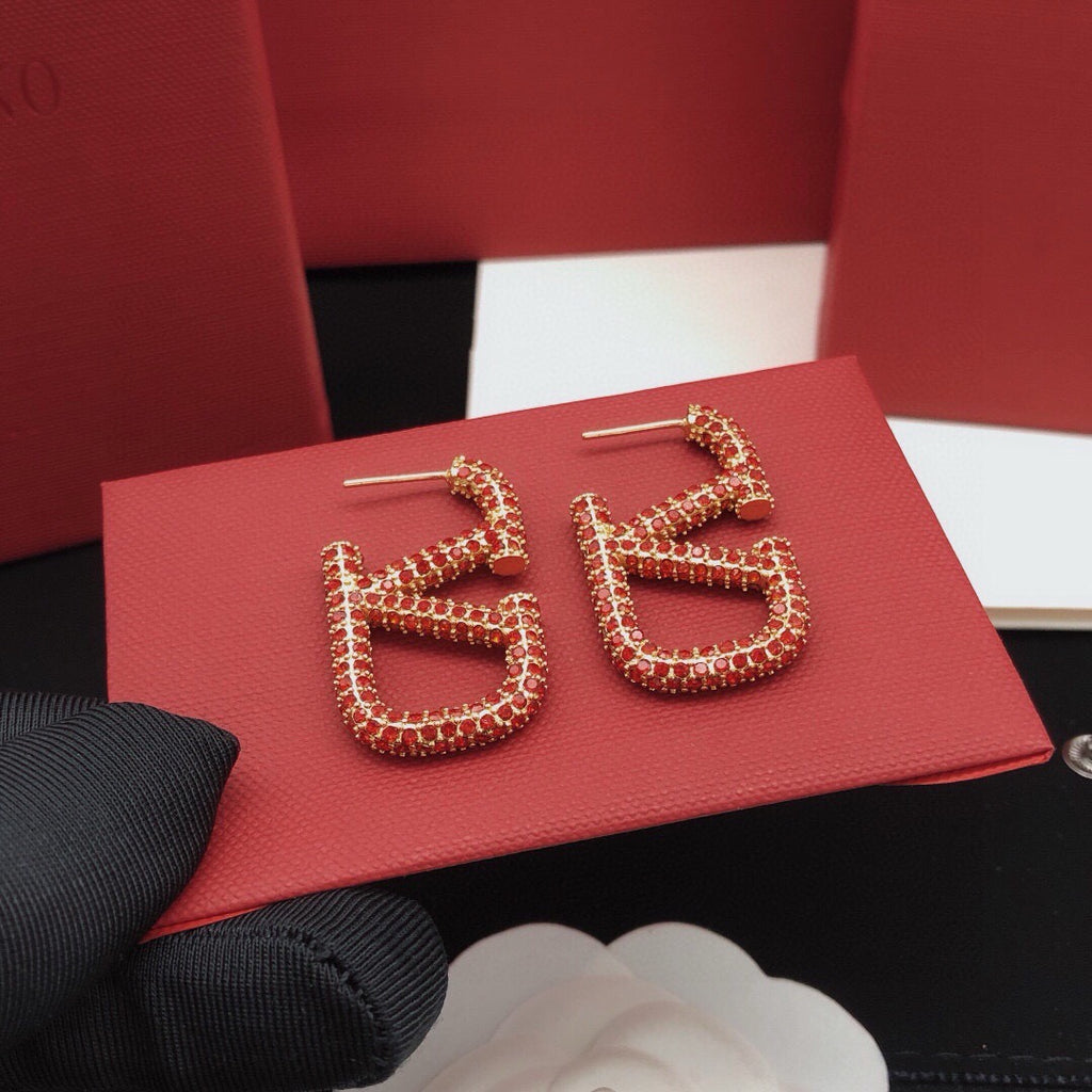 Signature Emblem Crystal-Accent Stud Earrings – Medium – Design 02 detail view