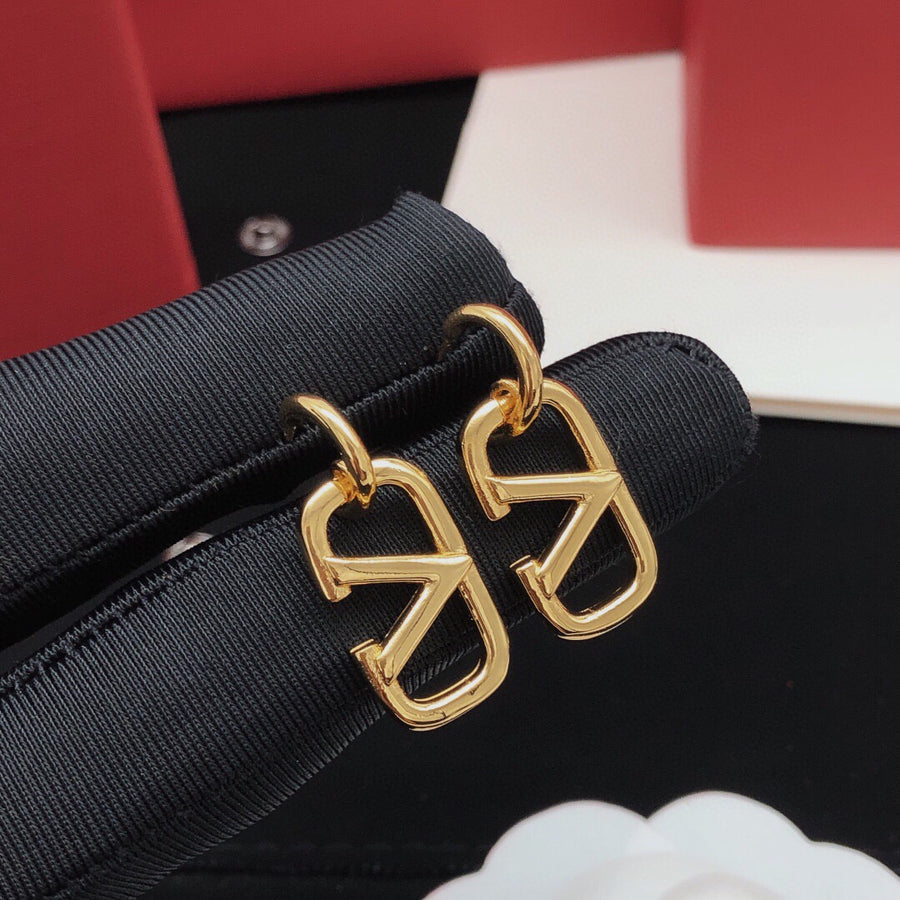 Signature Emblem Drop Earrings in Gold-Tone – Design 07 main product view