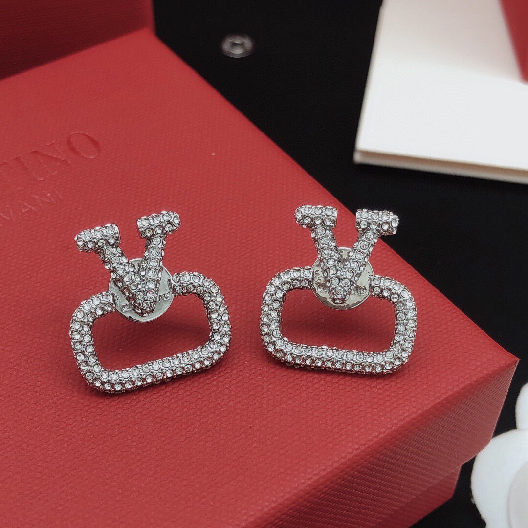 Signature Emblem Crystal-Accent Stud Earrings – Design 14 main product view