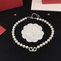 V Emblem Crystal-Accent Pendant Necklace – Design 07 main product view