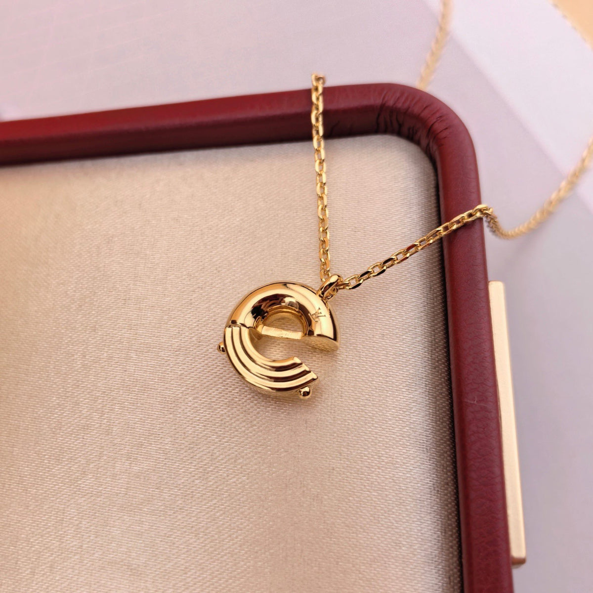 Geometric Emblem Pendant Necklace in Polished Metal-Tone – Design 041 front product view