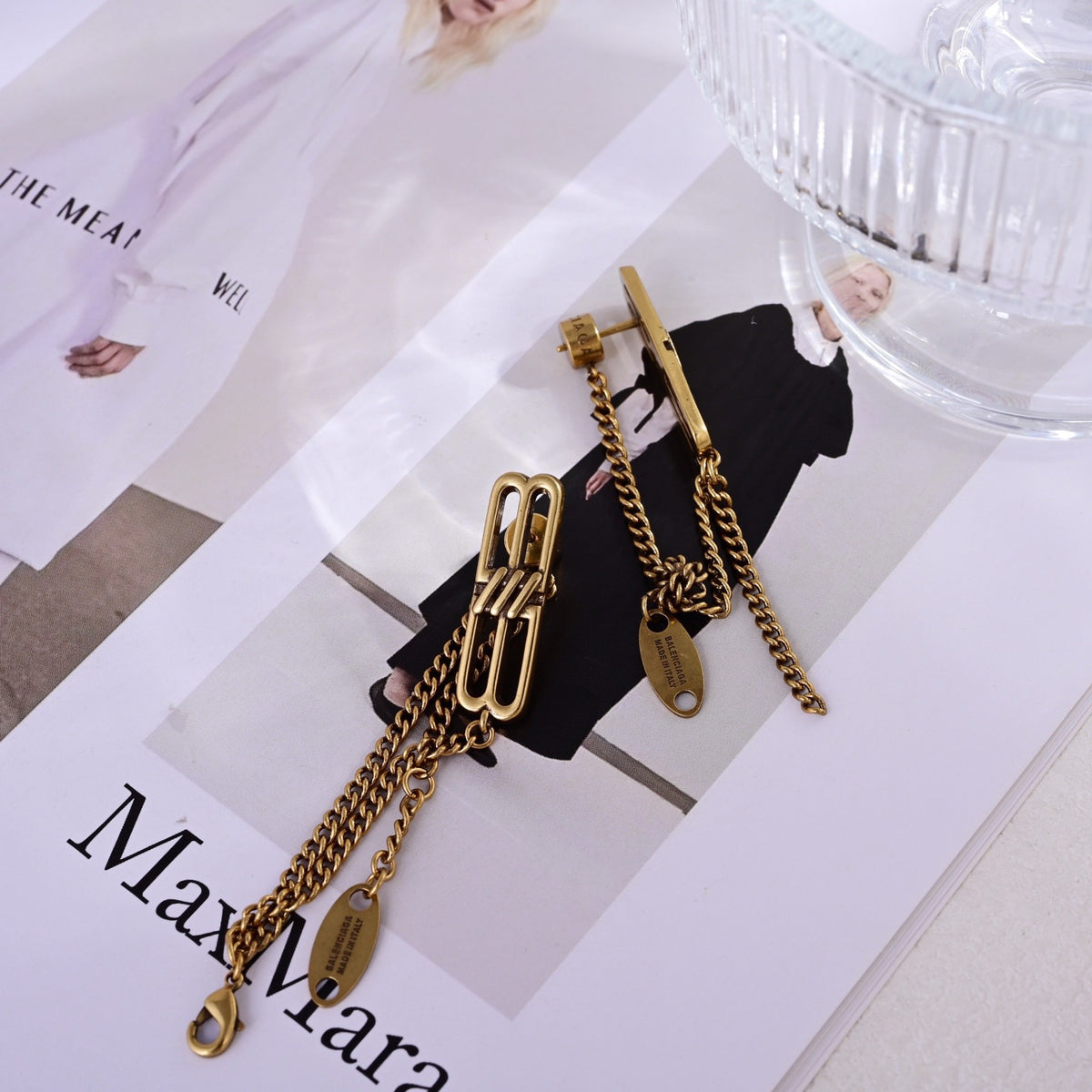 Ring Motif Statement Earrings in Gold-Tone – Design 012 detail view