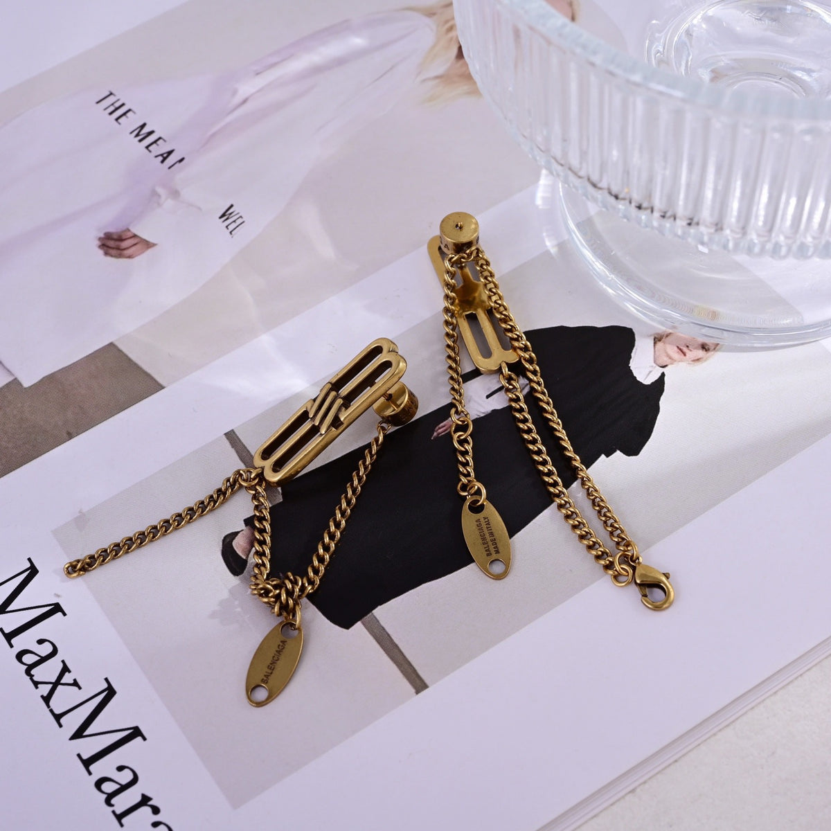 Ring Motif Statement Earrings in Gold-Tone – Design 012 front product view
