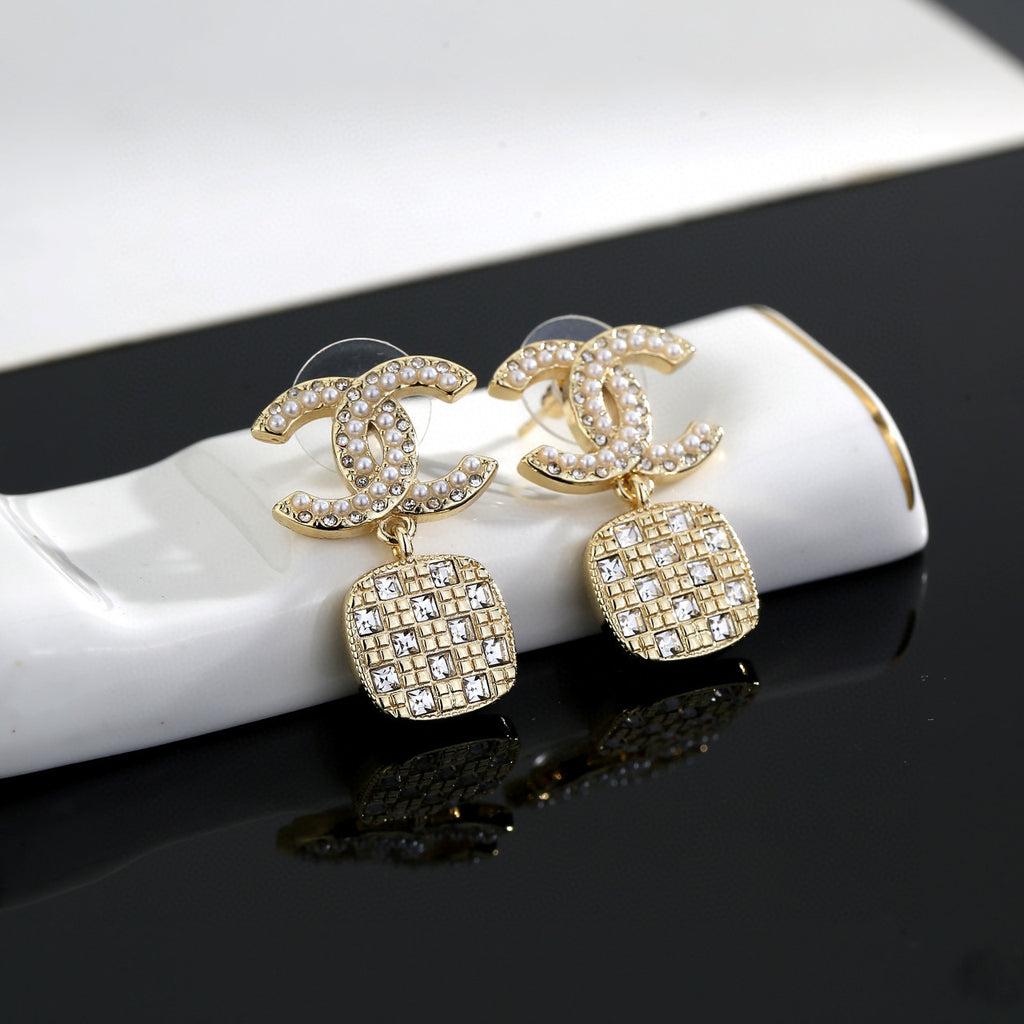 Signature Emblem Stud Earrings in Gold-Tone – Design 004 side detail