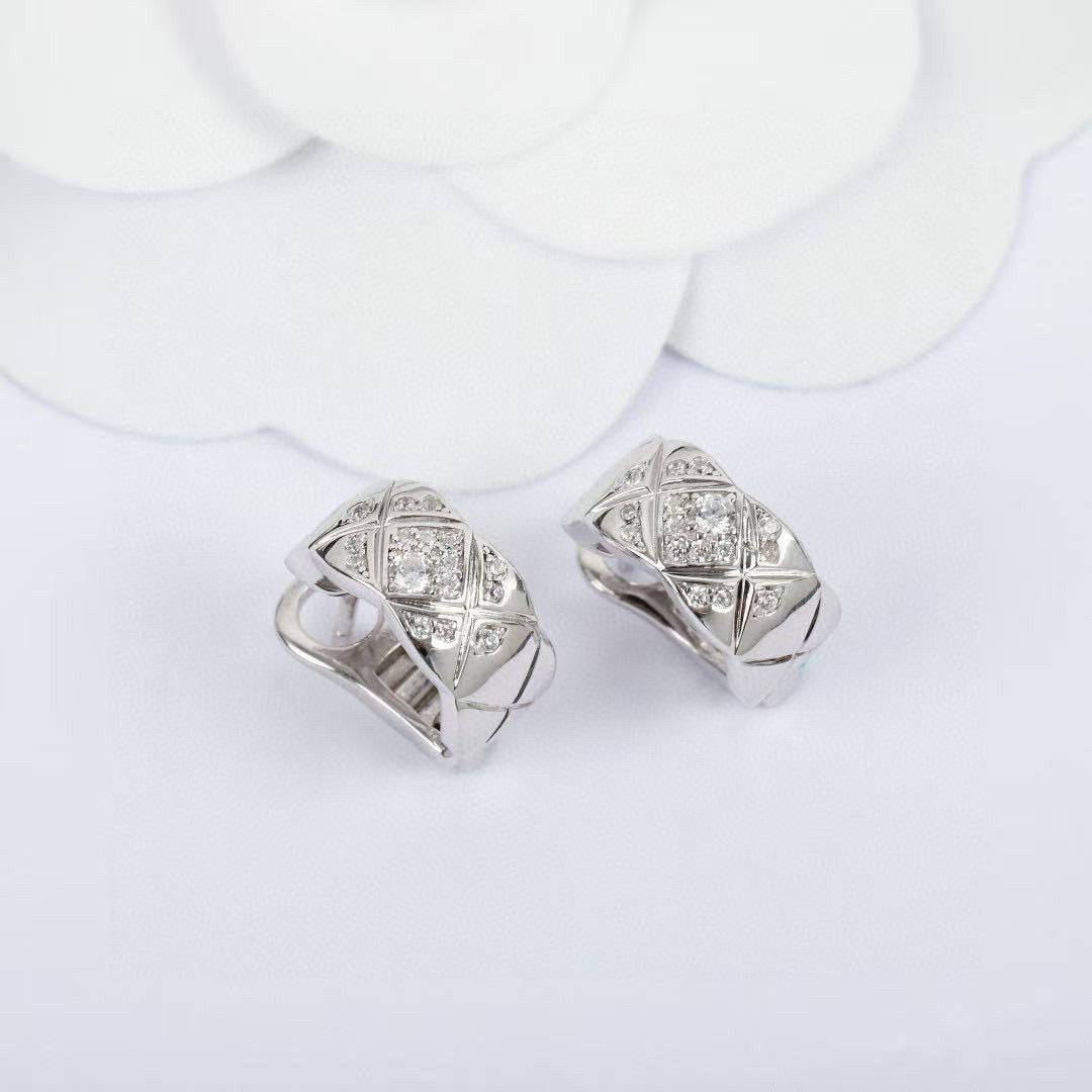 Letter Stud Earrings in Polished Metal-Tone – Design 005 side detail