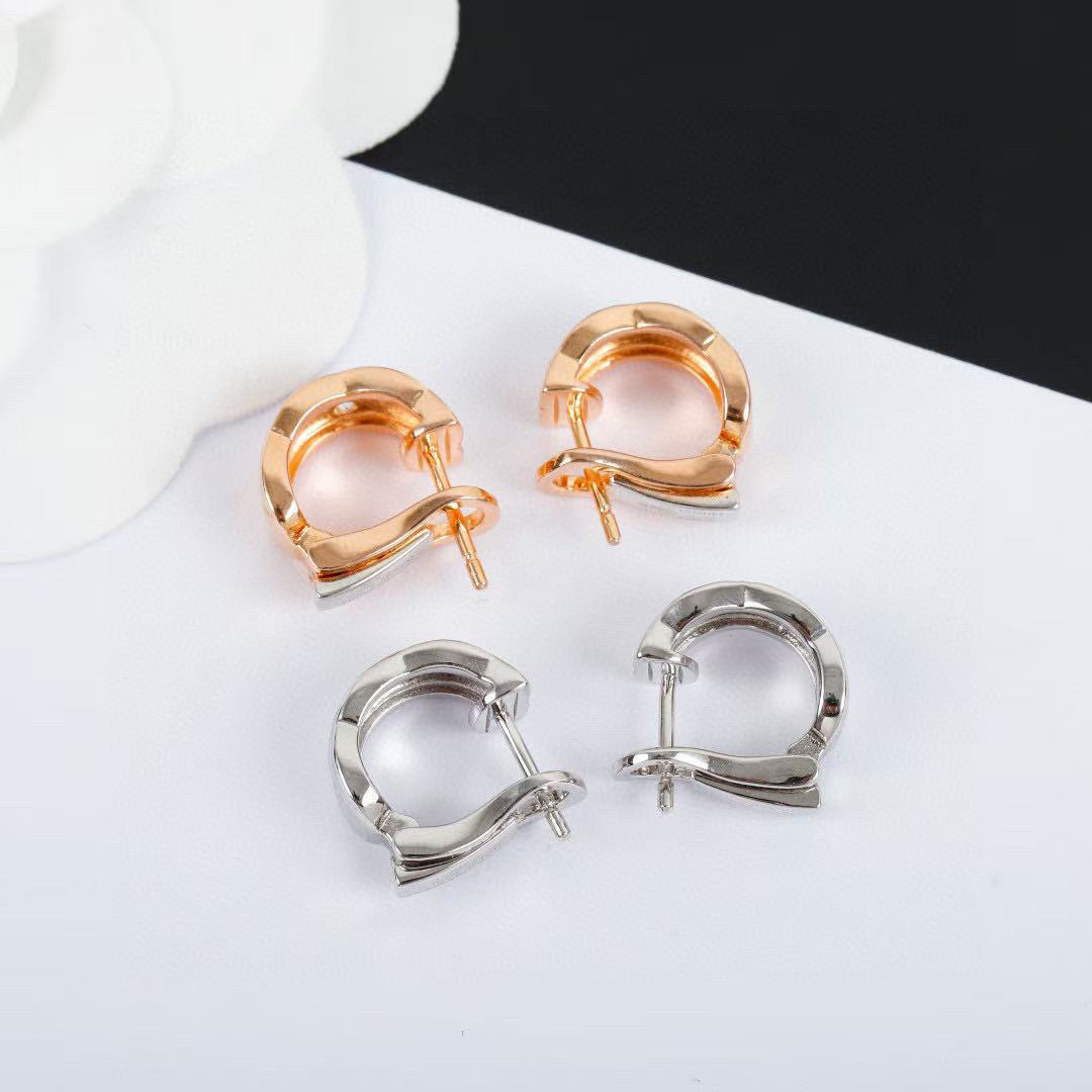 Letter Stud Earrings in Polished Metal-Tone – Design 005 styled product view