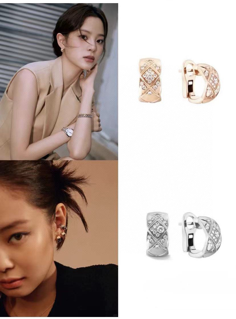 Letter Stud Earrings in Polished Metal-Tone – Design 018 main product view