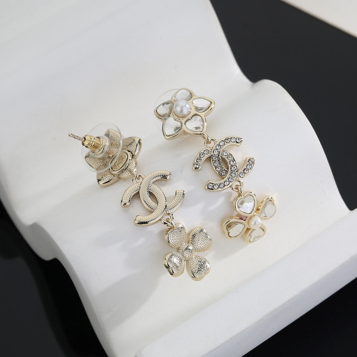Signature Emblem Stud Earrings in Gold-Tone – Design 078 side detail