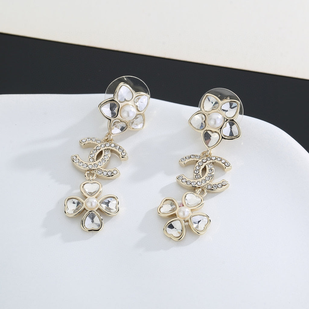 Signature Emblem Stud Earrings in Gold-Tone – Design 015 detail view