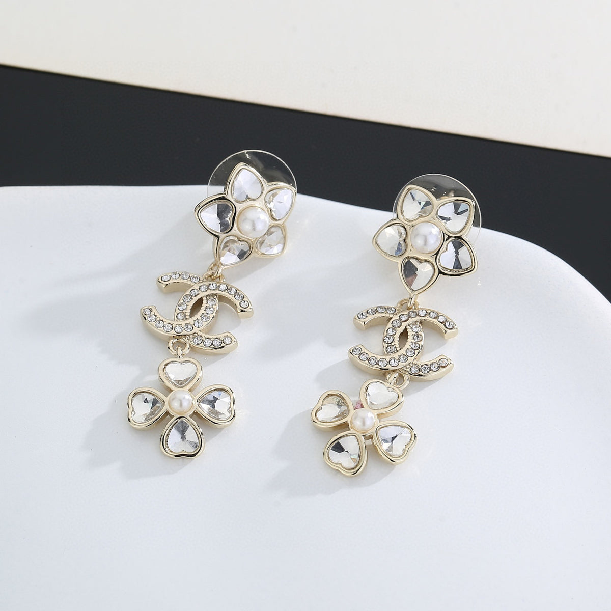 Signature Emblem Stud Earrings in Gold-Tone – Design 078 detail view