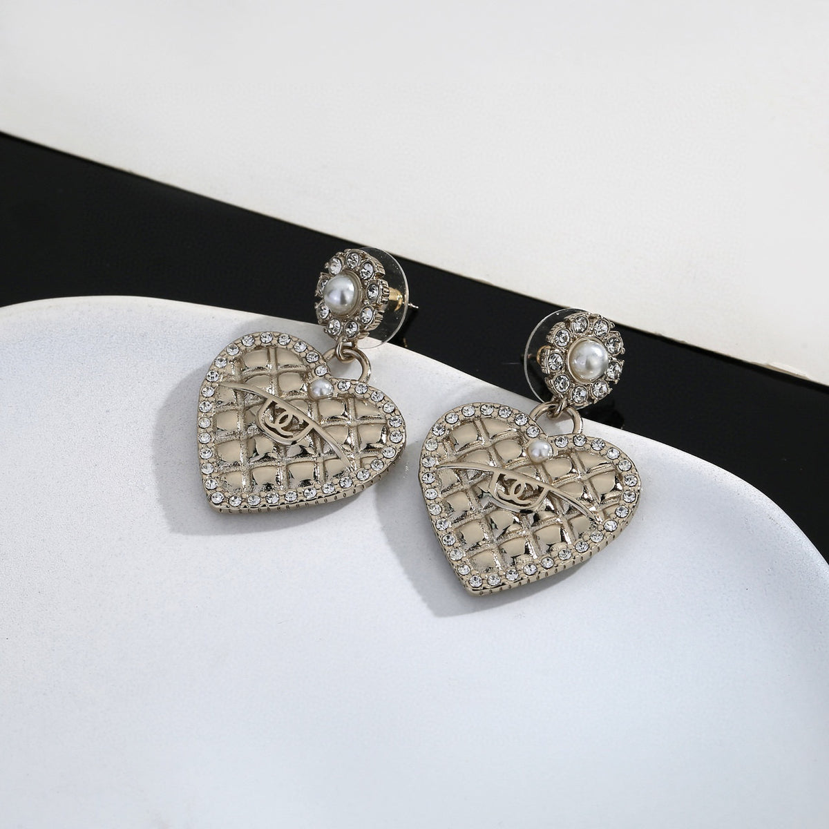 Signature Emblem Stud Earrings in Gold-Tone – Design 077 close-up detail