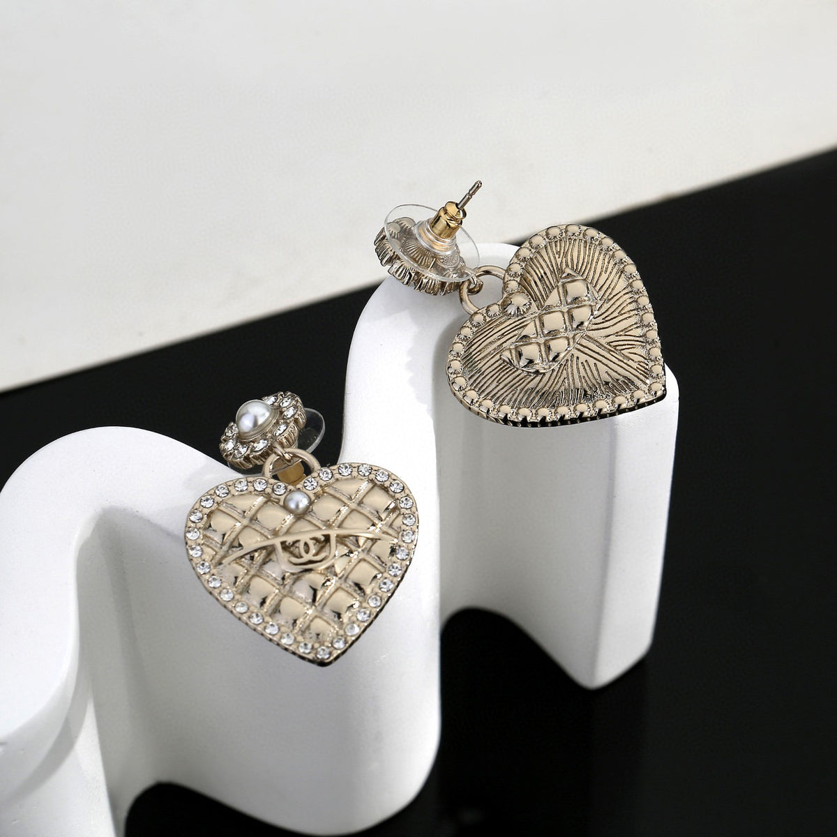 Signature Emblem Stud Earrings in Gold-Tone – Design 014 styled product view