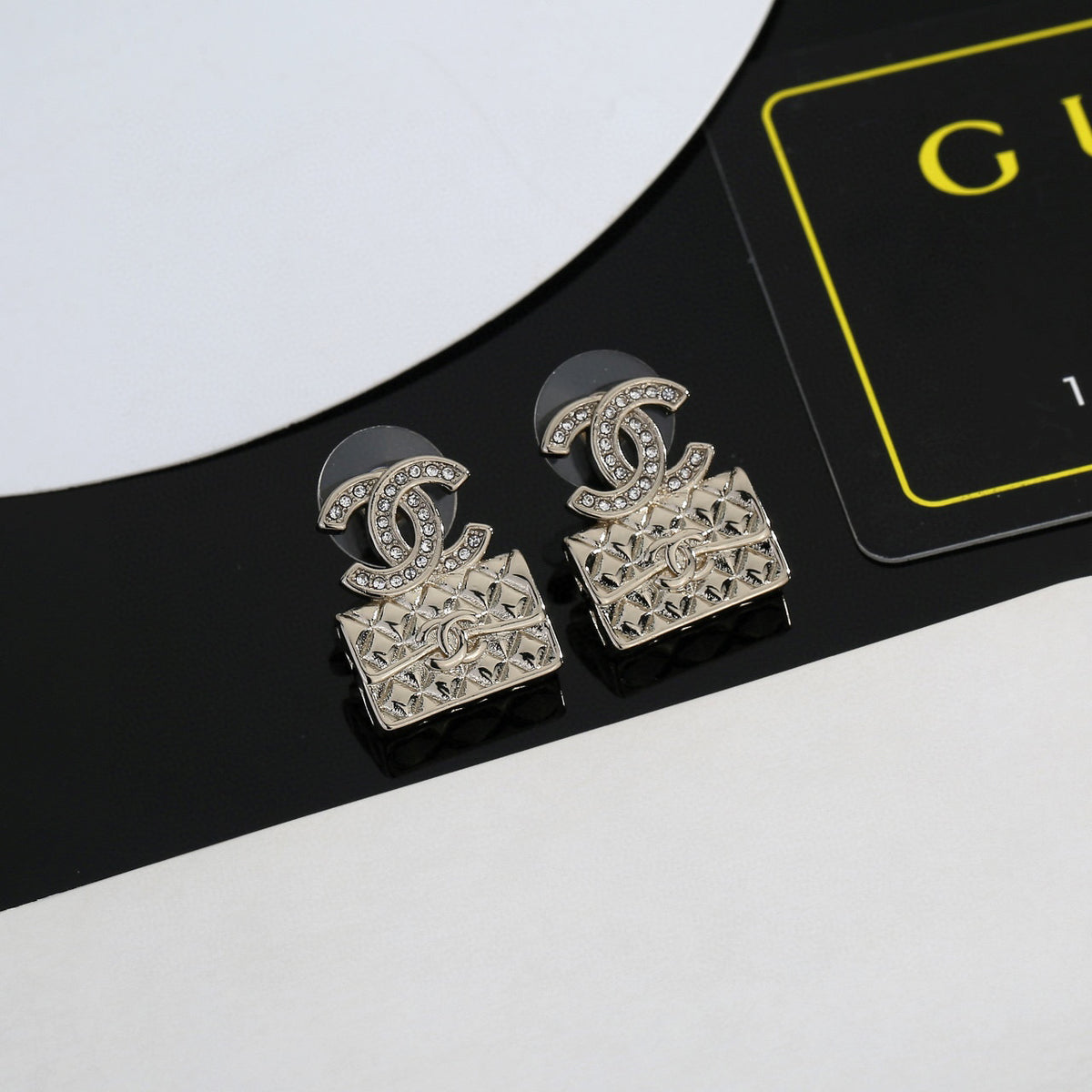 Signature Emblem Stud Earrings in Gold-Tone – Design 076 main product view