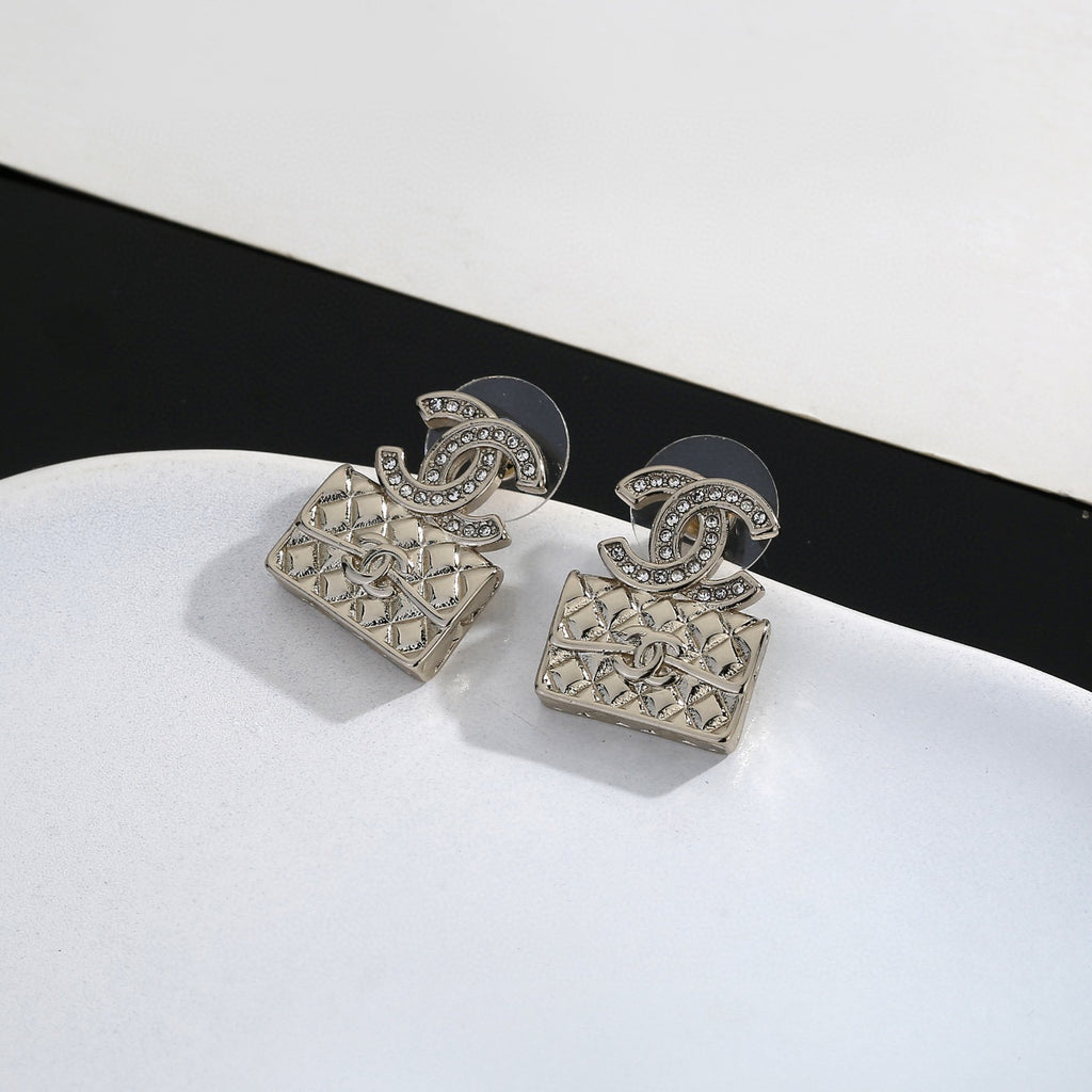Signature Emblem Stud Earrings in Gold-Tone – Design 013 side detail