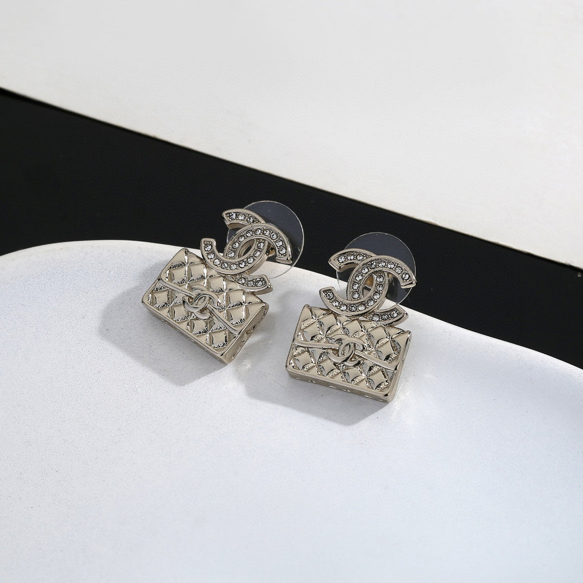 Signature Emblem Stud Earrings in Gold-Tone – Design 076 side detail