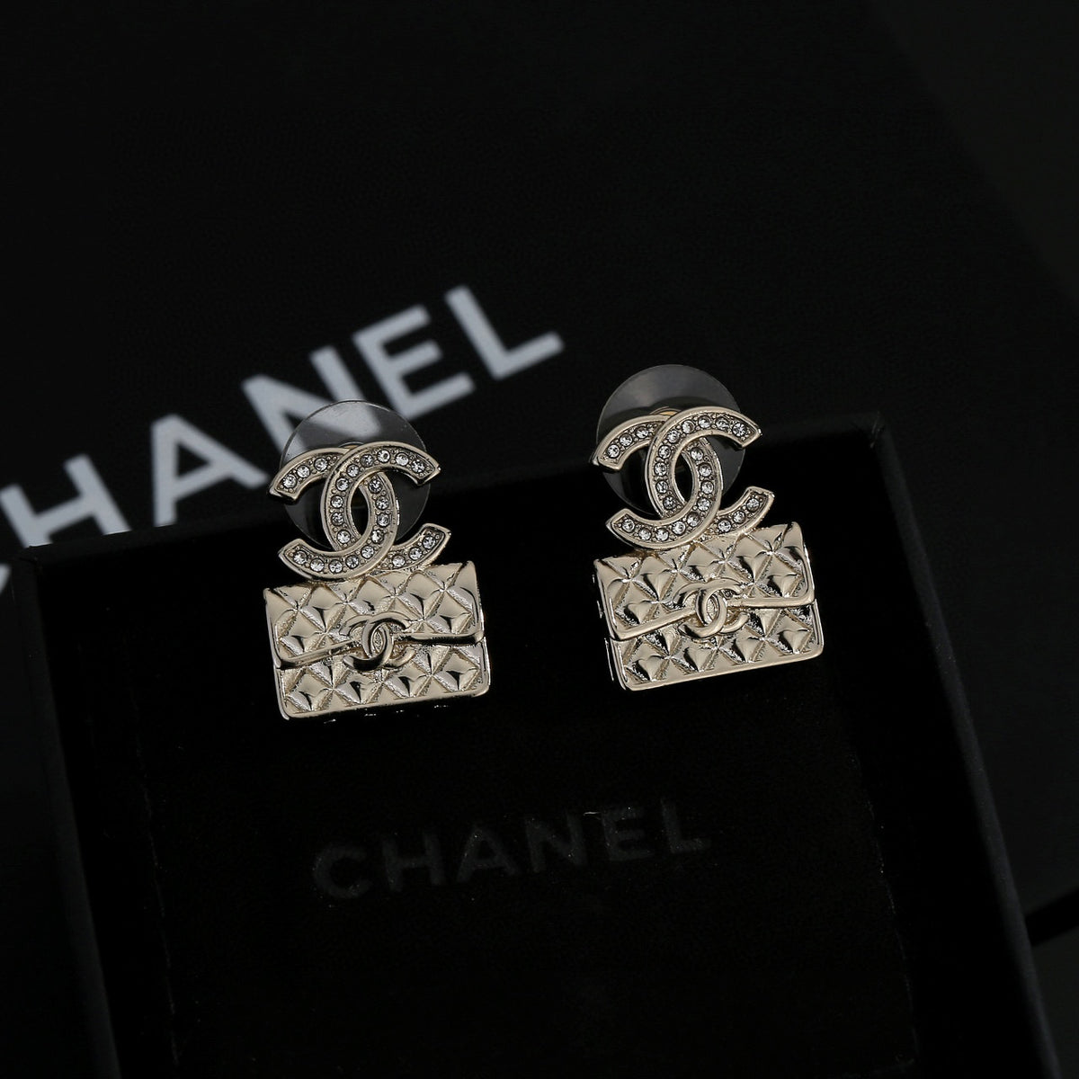 Signature Emblem Stud Earrings in Gold-Tone – Design 076 styled product view