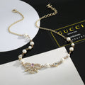 Bow Pearl-Detail Pendant Necklace – Pearl Detail – Design 012 main product view